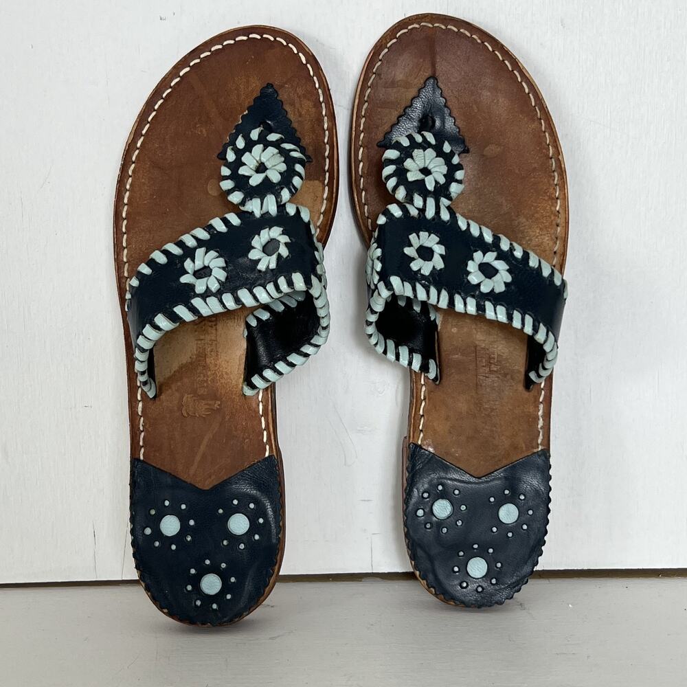 Stephen Bonanno Sandals Women's Size 8 Palm Beach Blue Leather Brogue Authentic